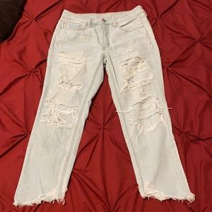 American Eagle Light Denim High Rise Crop Jeans